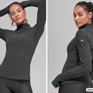Alo Yoga Alosoft 1/2 Zip Rapid Pullover - Anthracite - Size S